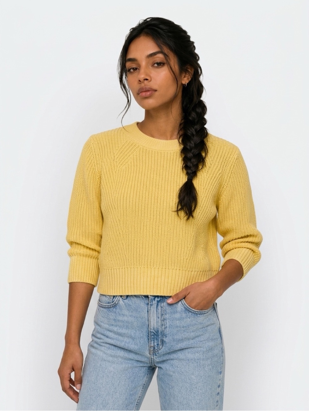 GAP Sunny Yellow Crewneck Ribbed Sweater